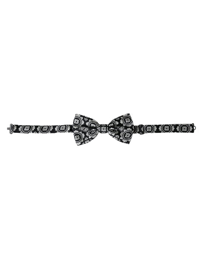 Dolce &amp; Gabbana Schwarz-Weiß bedruckte, verstellbare Herrenfliege