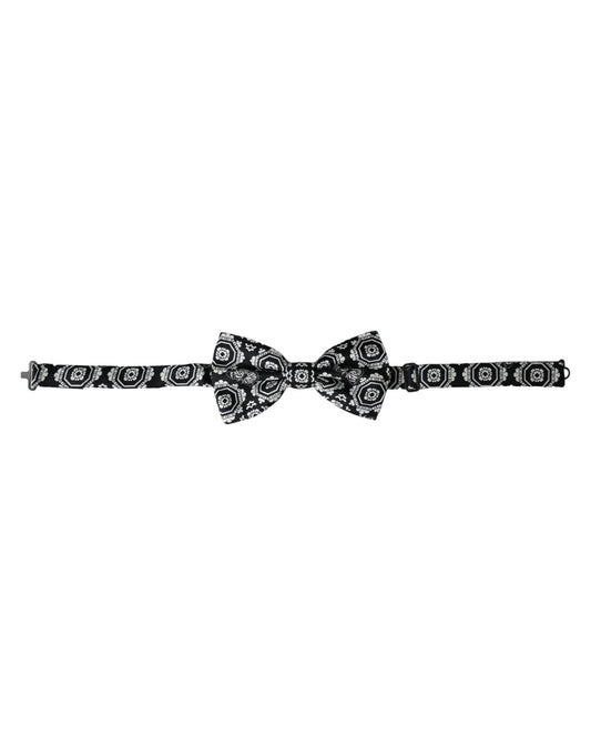 Dolce &amp; Gabbana Schwarz-Weiß bedruckte, verstellbare Herrenfliege