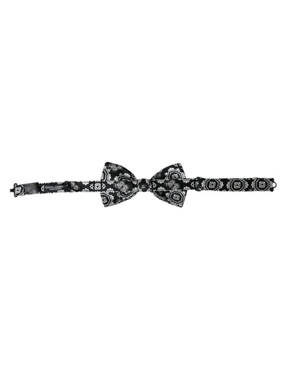 Dolce &amp; Gabbana Schwarz-Weiß bedruckte, verstellbare Herrenfliege