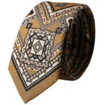 Dolce &amp; Gabbana – Gelbe, verstellbare Herrenkrawatte aus 100 % Seide mit Raddruck