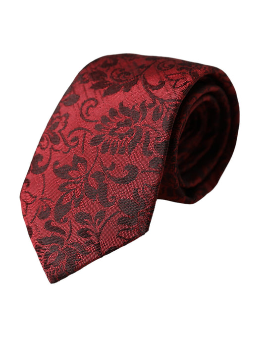 Dolce &amp; Gabbana Rote, florale Brokat-Seidenkrawatte für Herren