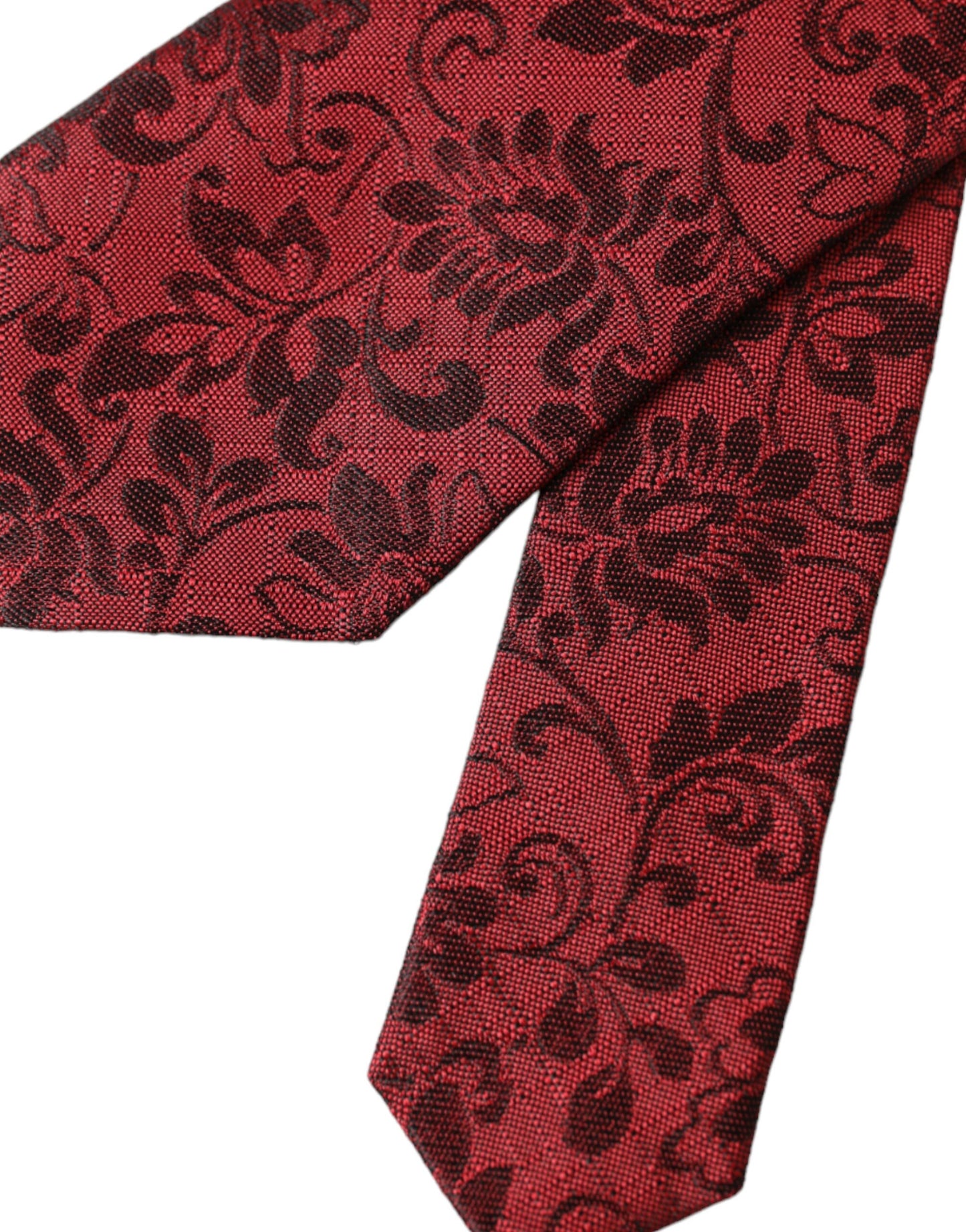 Dolce &amp; Gabbana Rote, florale Brokat-Seidenkrawatte für Herren