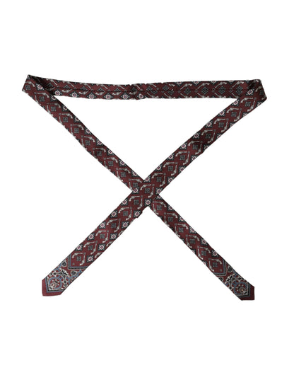 Dolce &amp; Gabbana Bordeaux Printed 100% Silk Adjustable Men Tie