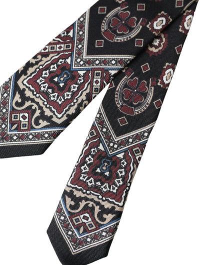Dolce &amp; Gabbana – Verstellbare Herrenkrawatte aus 100 % Seide mit schwarzem Aufdruck