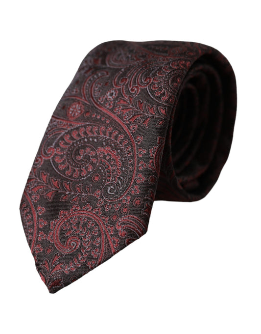 Dolce &amp; Gabbana – Verstellbare Herrenkrawatte aus Seide mit Bordeaux-Muster
