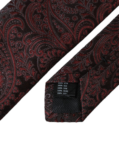 Dolce &amp; Gabbana Bordeaux Patterned Silk Adjustable Men Tie