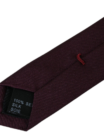 Dolce &amp; Gabbana Bordeaux Solid 100% Silk Adjustable Men Tie