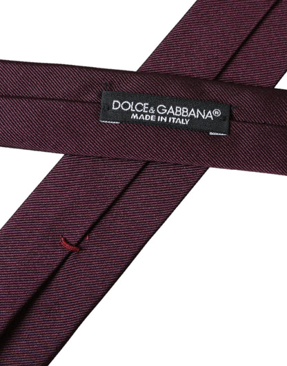 Dolce &amp; Gabbana Bordeaux Solid 100% Silk Adjustable Men Tie