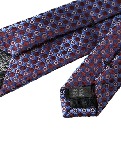 Dolce &amp; Gabbana Blue Purple Patterned Silk Adjustable Men Tie