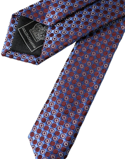 Dolce &amp; Gabbana Blue Purple Patterned Silk Adjustable Men Tie