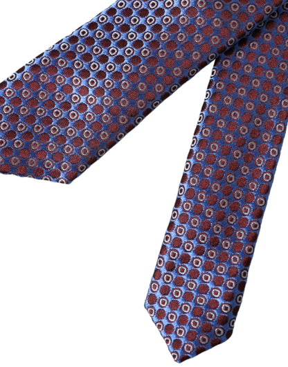 Dolce &amp; Gabbana Blue Purple Patterned Silk Adjustable Men Tie