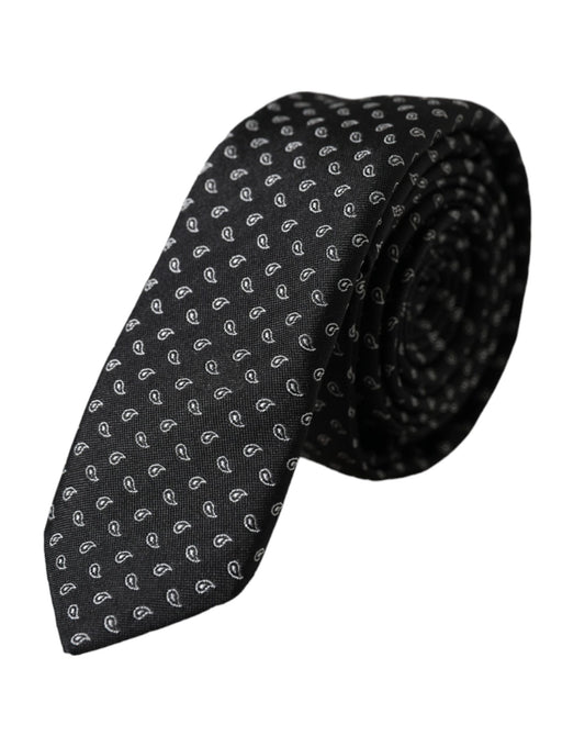 Dolce &amp; Gabbana – Verstellbare Herrenkrawatte aus schwarzer Seide mit Jacquardmuster