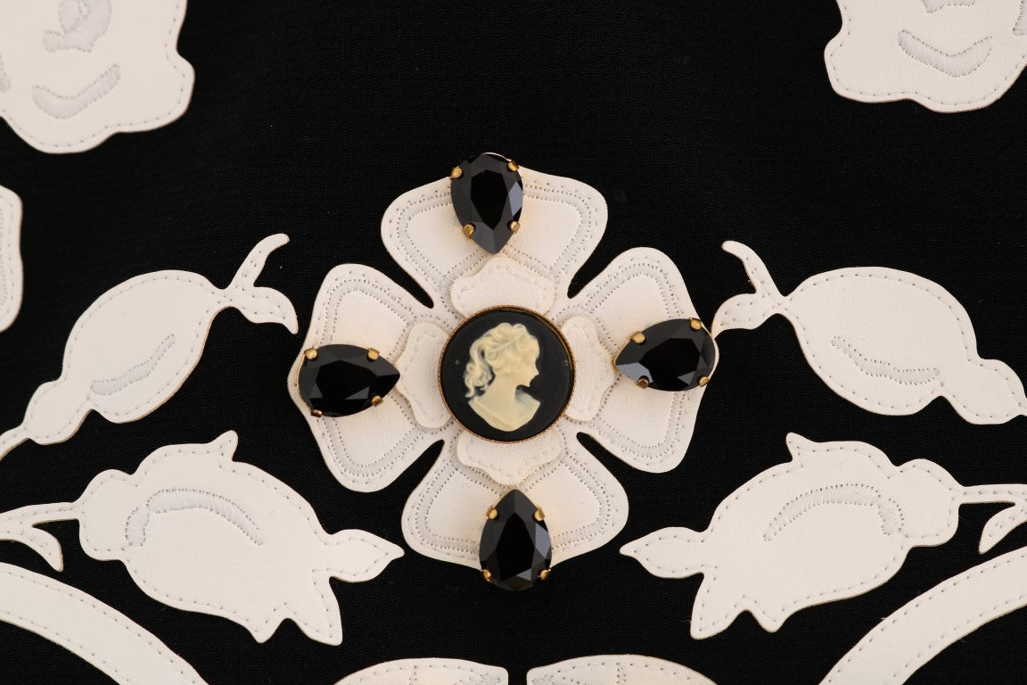Dolce &amp; Gabbana – Schwarzer Bleistiftrock mit Kristallblumenmuster