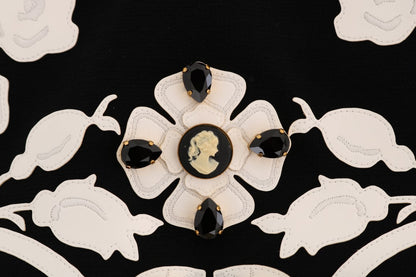 Dolce &amp; Gabbana – Schwarzer Bleistiftrock mit Kristallblumenmuster