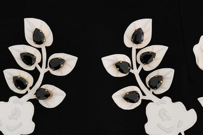 Dolce &amp; Gabbana – Schwarzer Bleistiftrock mit Kristallblumenmuster