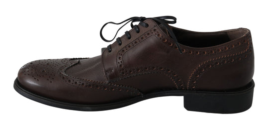 Dolce &amp; Gabbana – Braune Brogue-Derby-Abendschuhe aus Leder