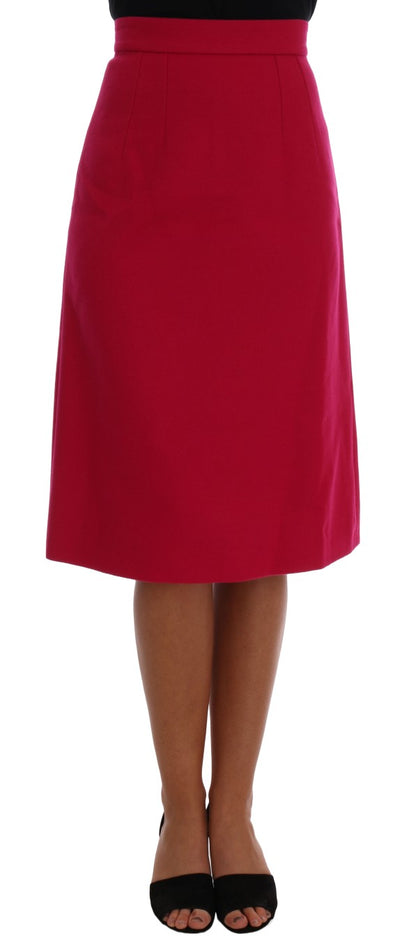 Dolce &amp; Gabbana Pink Wool Knee Long A-Line Skirt