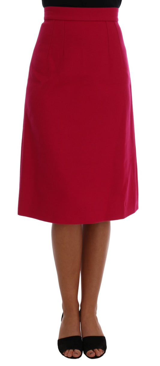 Dolce &amp; Gabbana – Knielanger A-Linien-Rock aus rosa Wolle