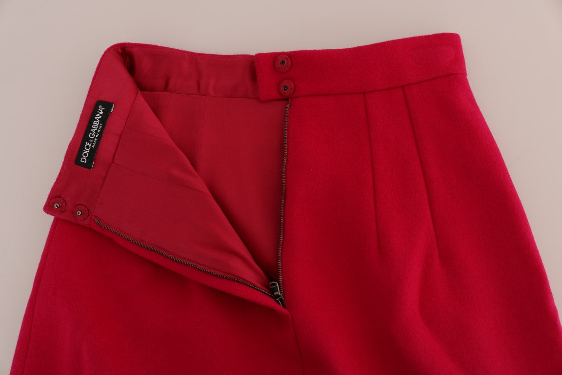 Dolce &amp; Gabbana Pink Wool Knee Long A-Line Skirt