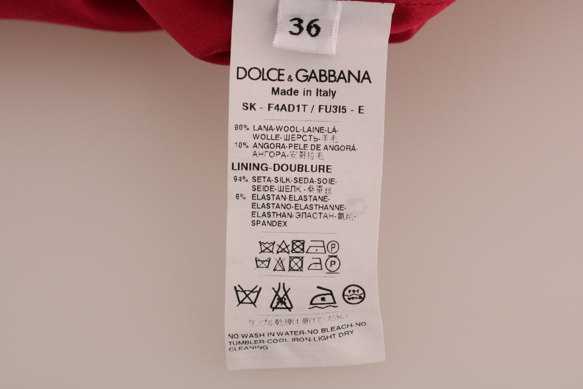 Dolce &amp; Gabbana Pink Wool Knee Long A-Line Skirt
