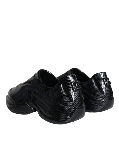 Dolce &amp; Gabbana – Toy – Niedrige Sneakers aus schwarzem, foliertem Gummi für Herren