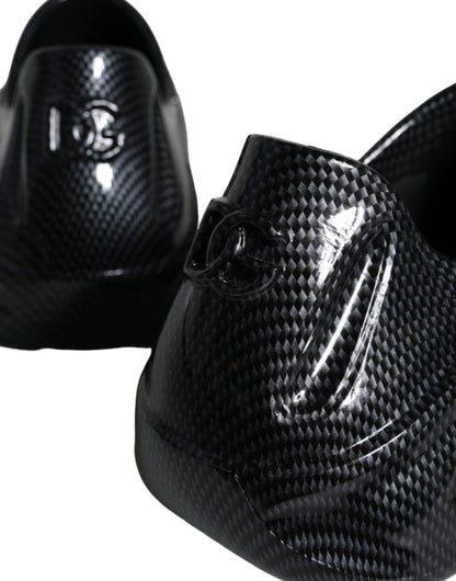 Dolce &amp; Gabbana – Toy – Niedrige Sneakers aus schwarzem, foliertem Gummi für Herren