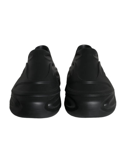 Dolce &amp; Gabbana – Schwarze, folierte Gummi-Toy-Sneaker mit niedrigem Schaft