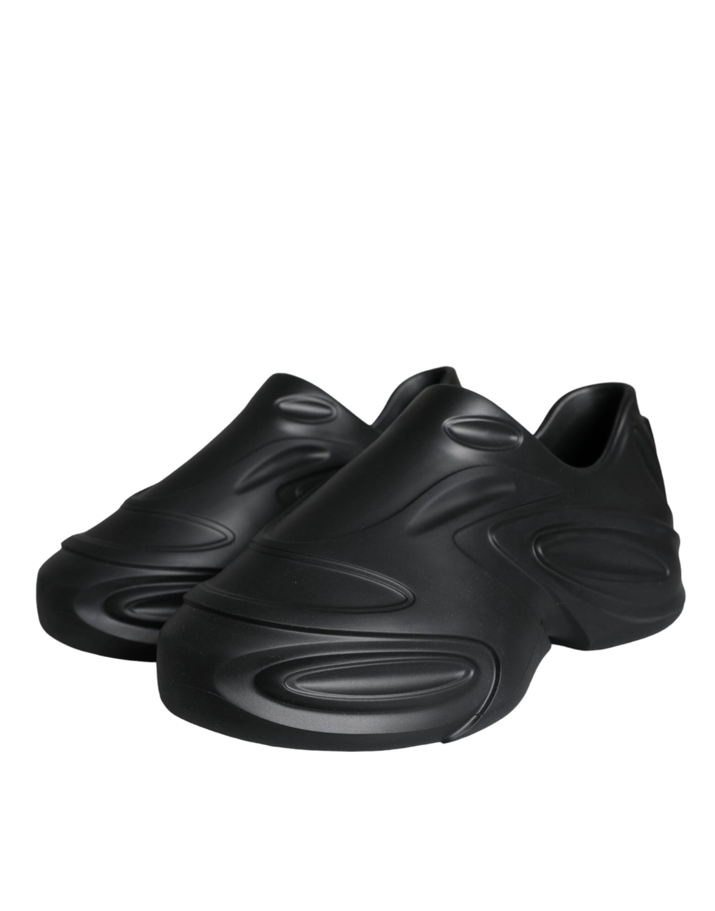 Dolce &amp; Gabbana – Schwarze, folierte Gummi-Toy-Sneaker mit niedrigem Schaft