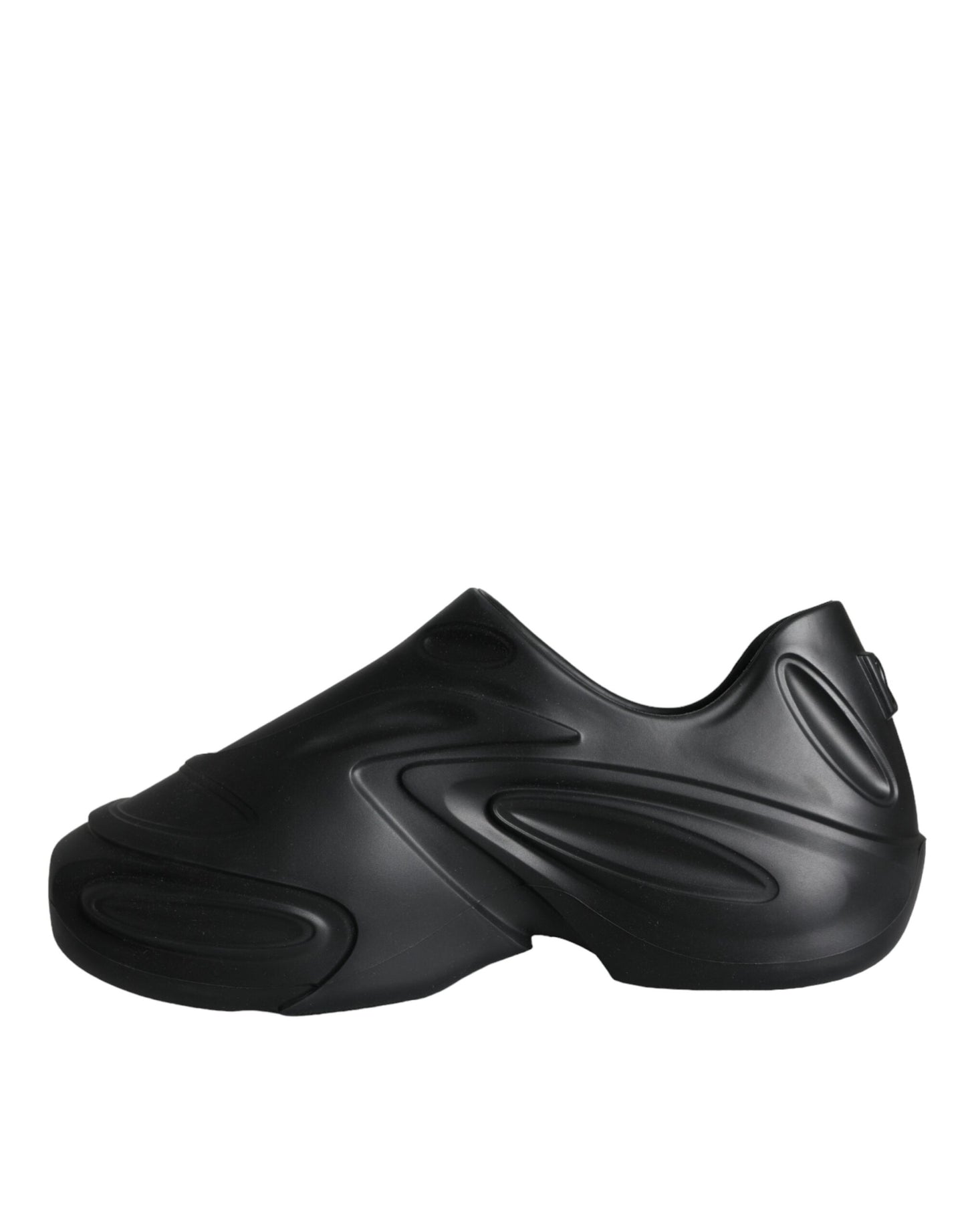 Dolce &amp; Gabbana – Schwarze, folierte Gummi-Toy-Sneaker mit niedrigem Schaft