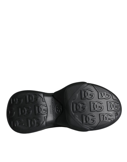 Dolce &amp; Gabbana – Schwarze, folierte Gummi-Toy-Sneaker mit niedrigem Schaft