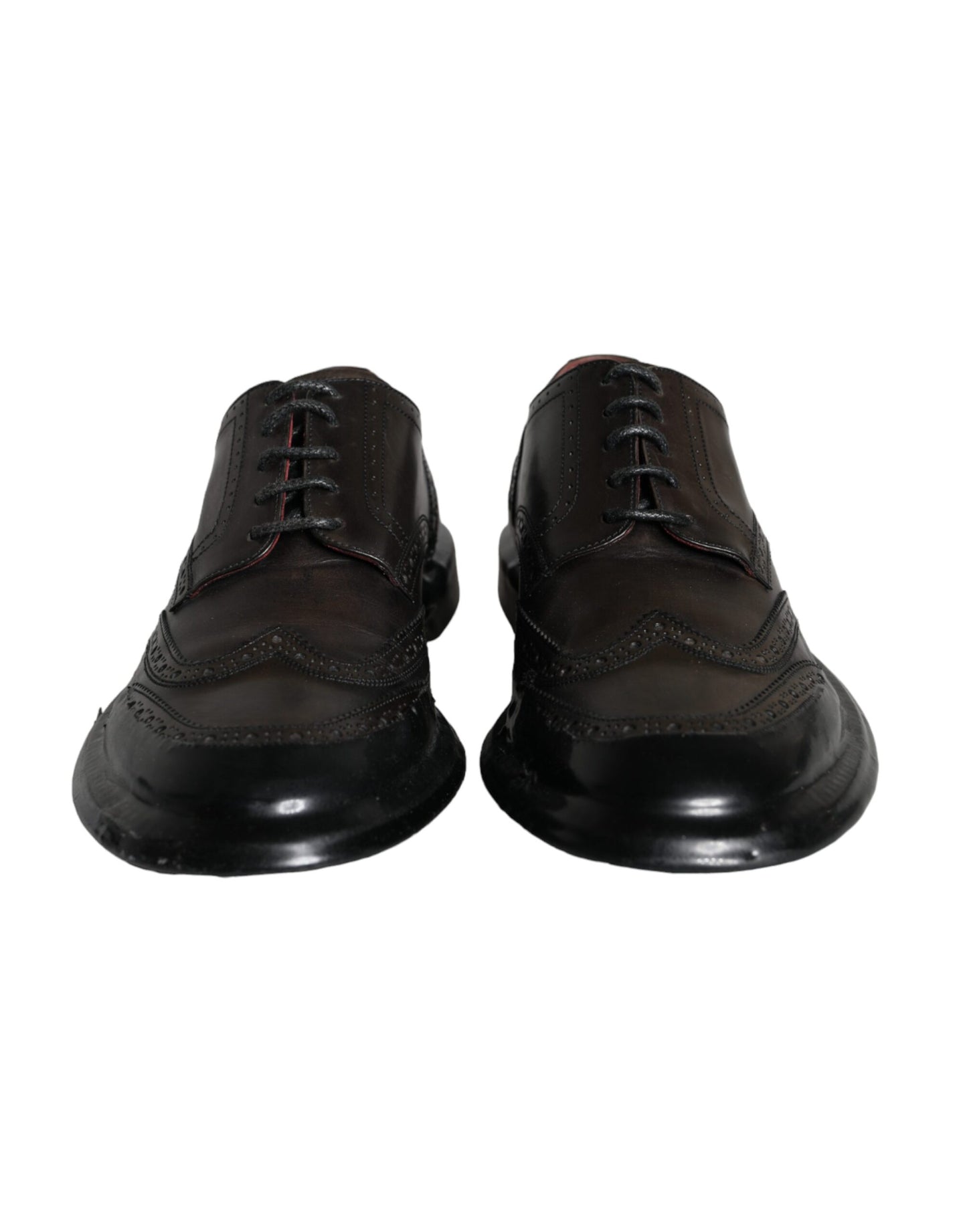 Dolce &amp; Gabbana – Oxford-Schuhe aus schwarzem Leder mit Flügelkappe für formelle Herren