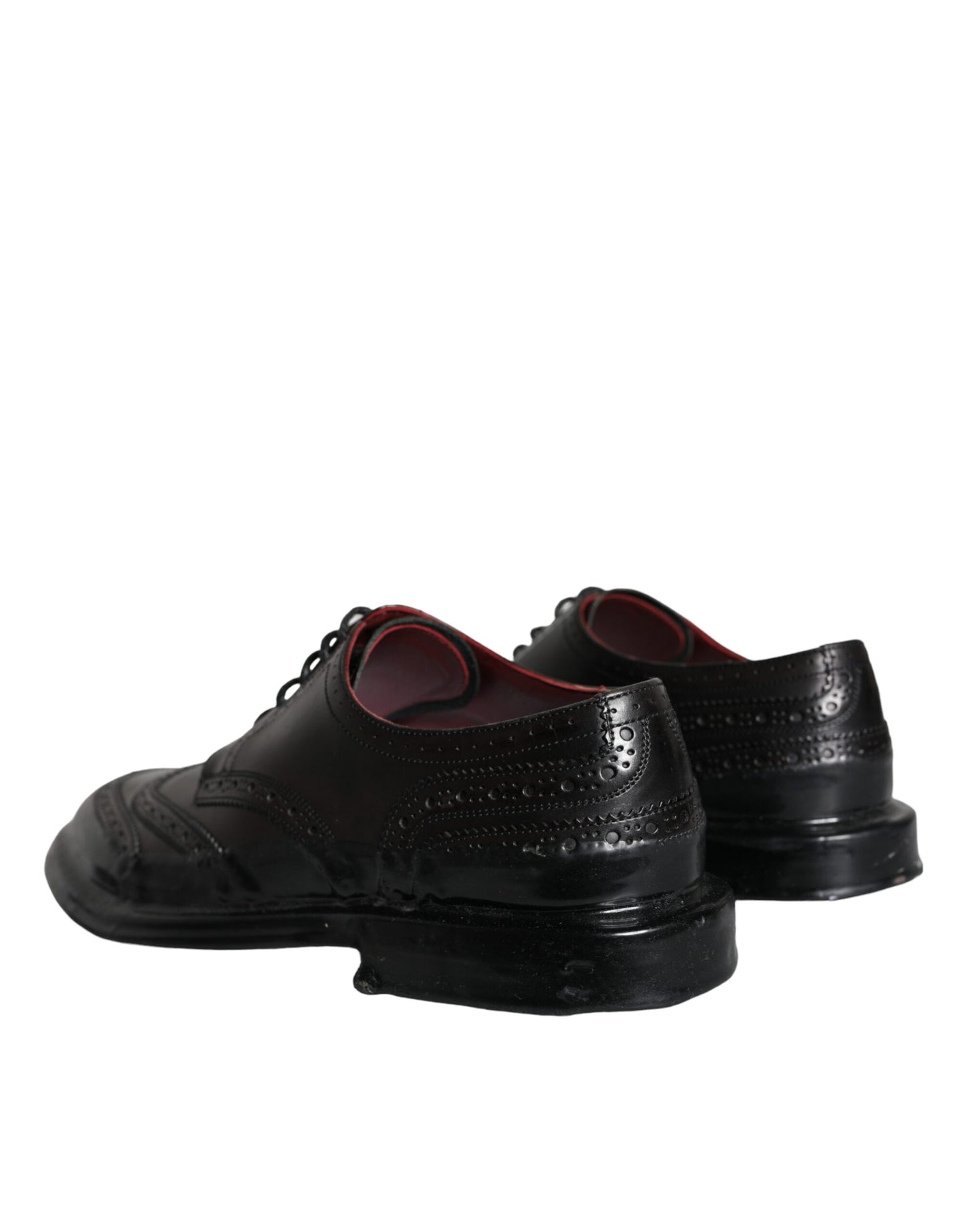 Dolce &amp; Gabbana – Oxford-Schuhe aus schwarzem Leder mit Flügelkappe für formelle Herren