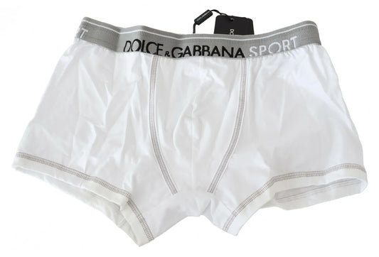 Dolce &amp; Gabbana – Boxershorts aus weißem Baumwollstretch in normaler Passform