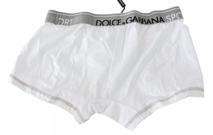 Dolce &amp; Gabbana – Boxershorts aus weißem Baumwollstretch in normaler Passform