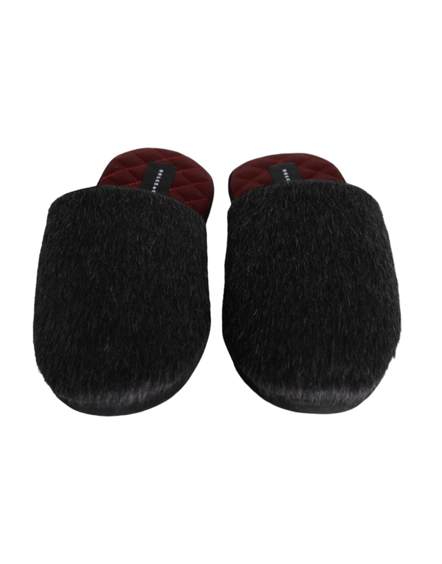 Dolce &amp; Gabbana – Schwarze Slipper aus Kunstpelz