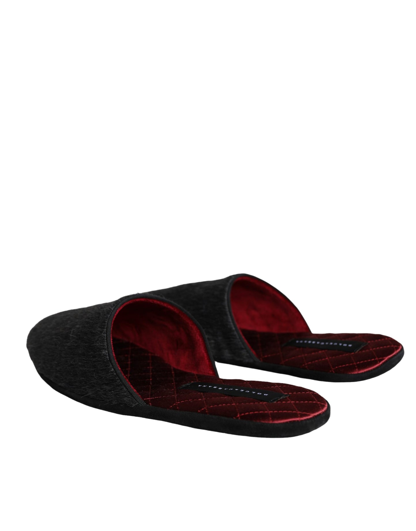 Dolce &amp; Gabbana – Schwarze Slipper aus Kunstpelz