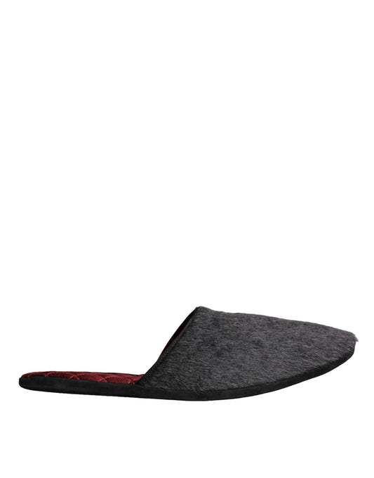 Dolce &amp; Gabbana – Schwarze Slipper aus Kunstpelz