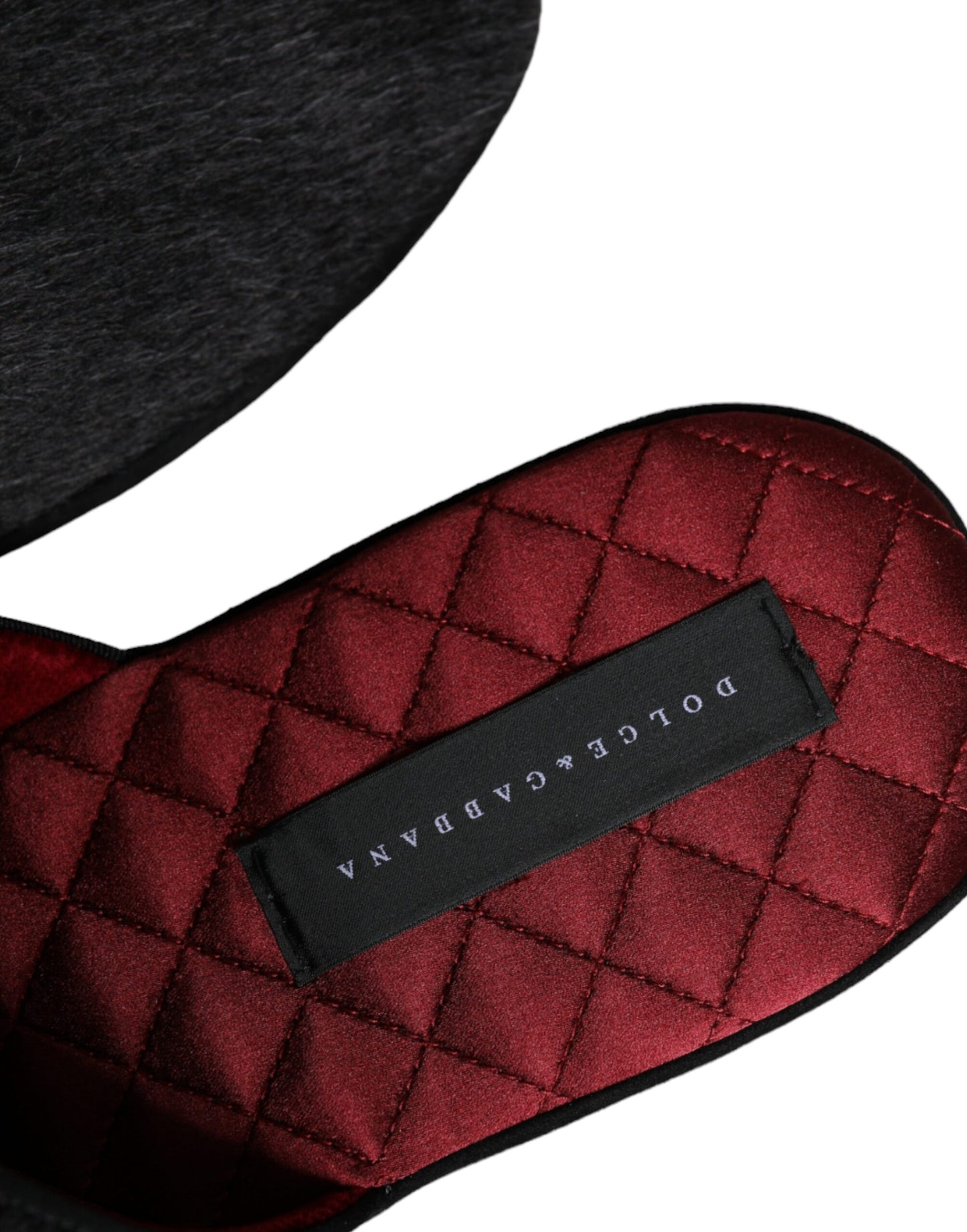 Dolce &amp; Gabbana – Schwarze Slipper aus Kunstpelz