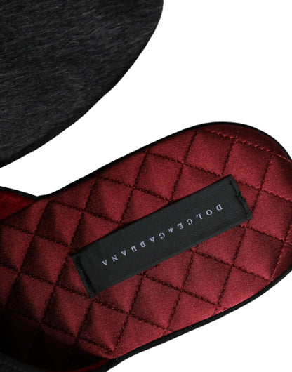 Dolce &amp; Gabbana – Schwarze Slipper aus Kunstpelz