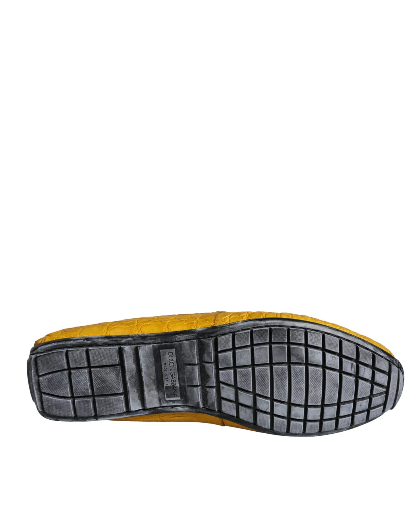 Dolce &amp; Gabbana Yellow Leather Slip Moccasin Loafers Shoes