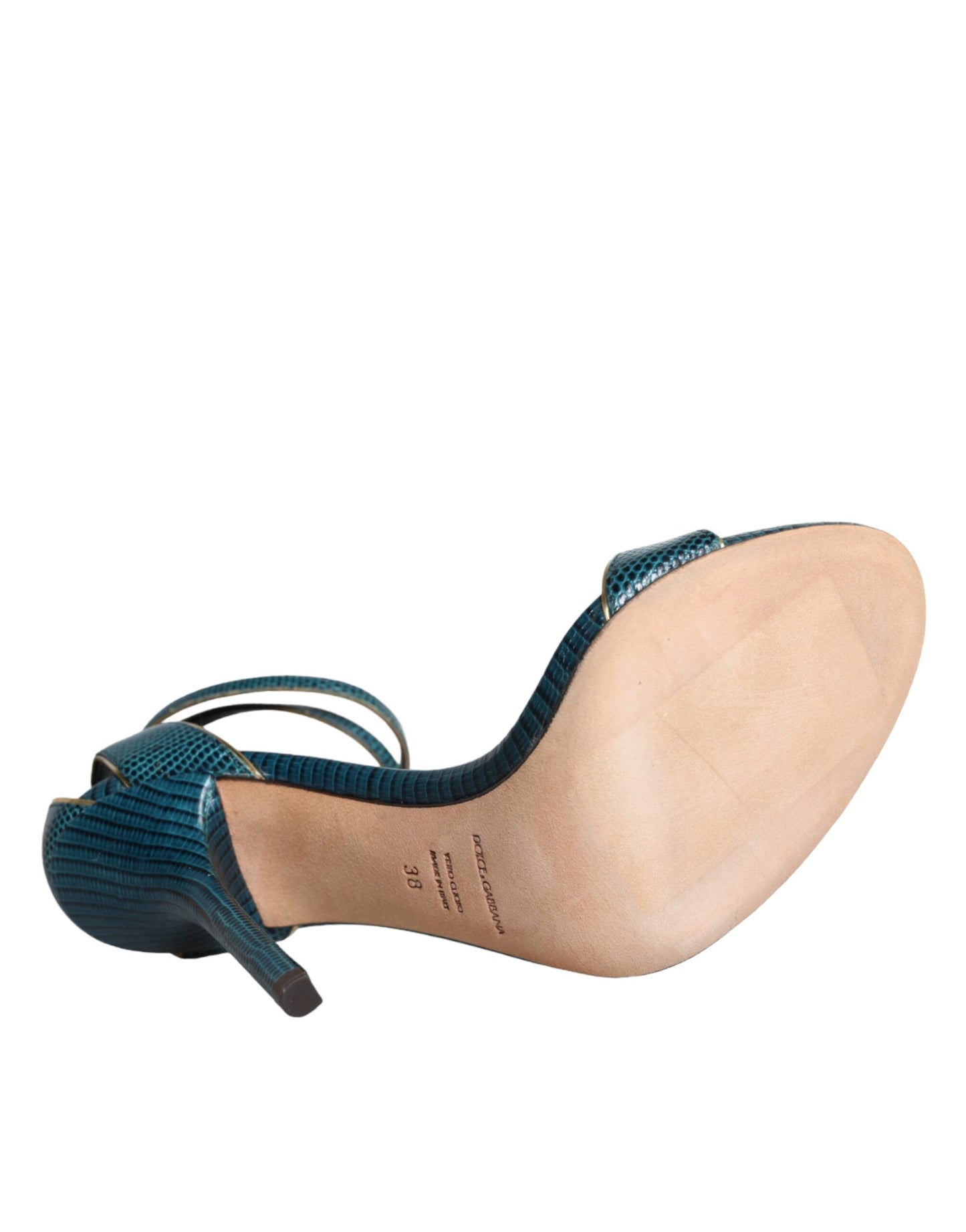 Dolce &amp; Gabbana Dunkelgrüne Kalbsleder Heels Sandalen Schuhe