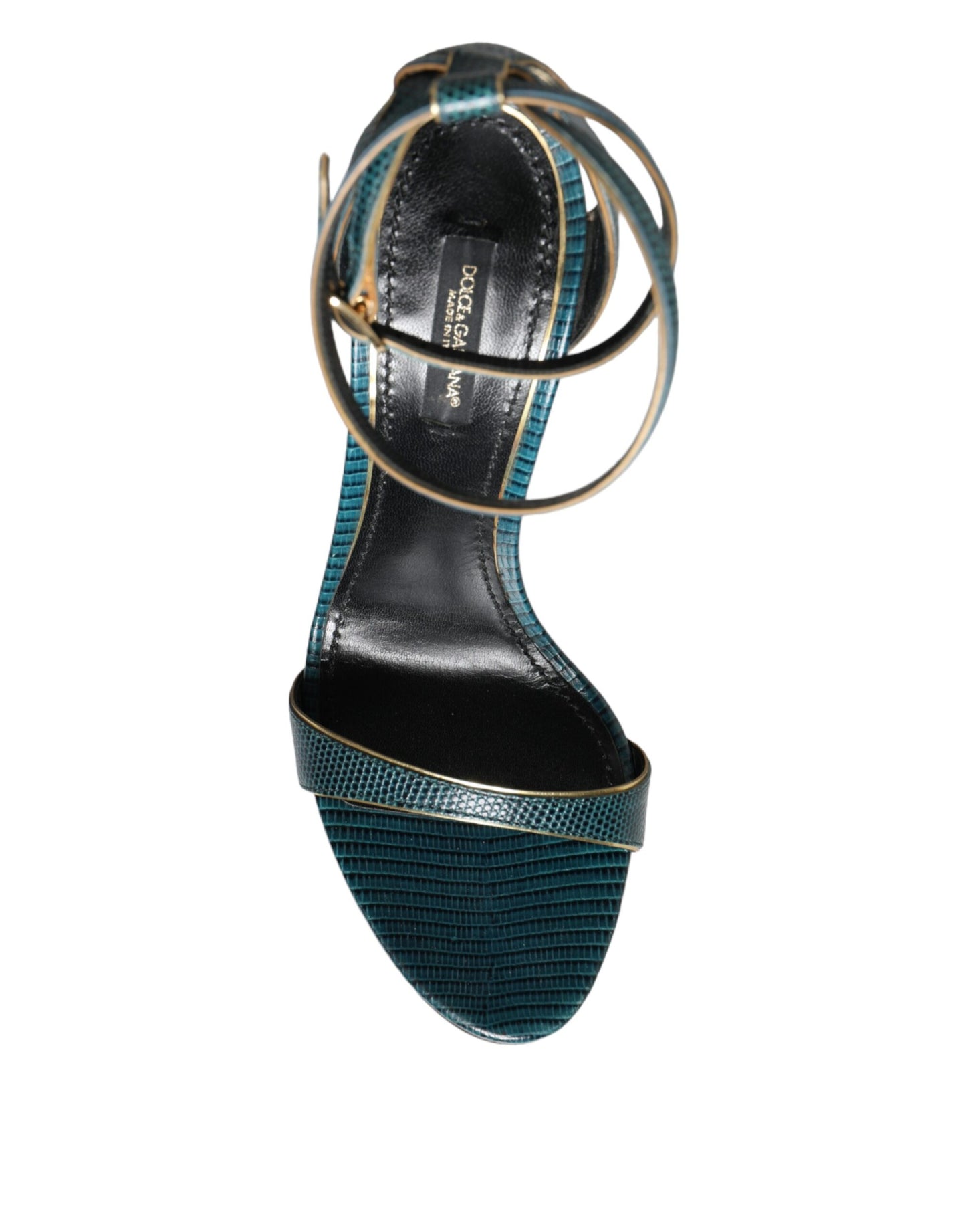 Dolce &amp; Gabbana Dunkelgrüne Kalbsleder Heels Sandalen Schuhe