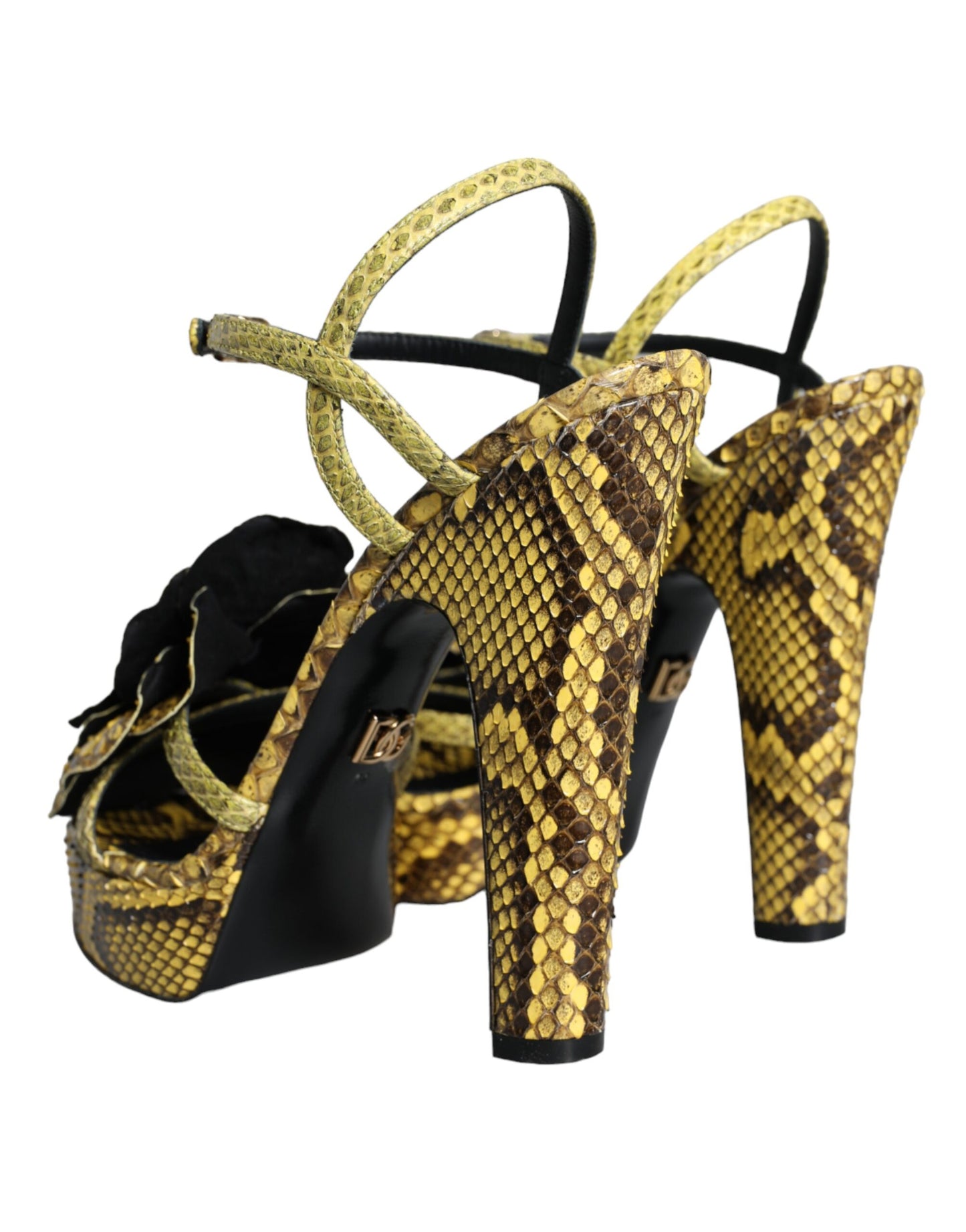 Dolce &amp; Gabbana Gelb Exotisches Leder Knöchelriemen Heels Sandalen Schuhe