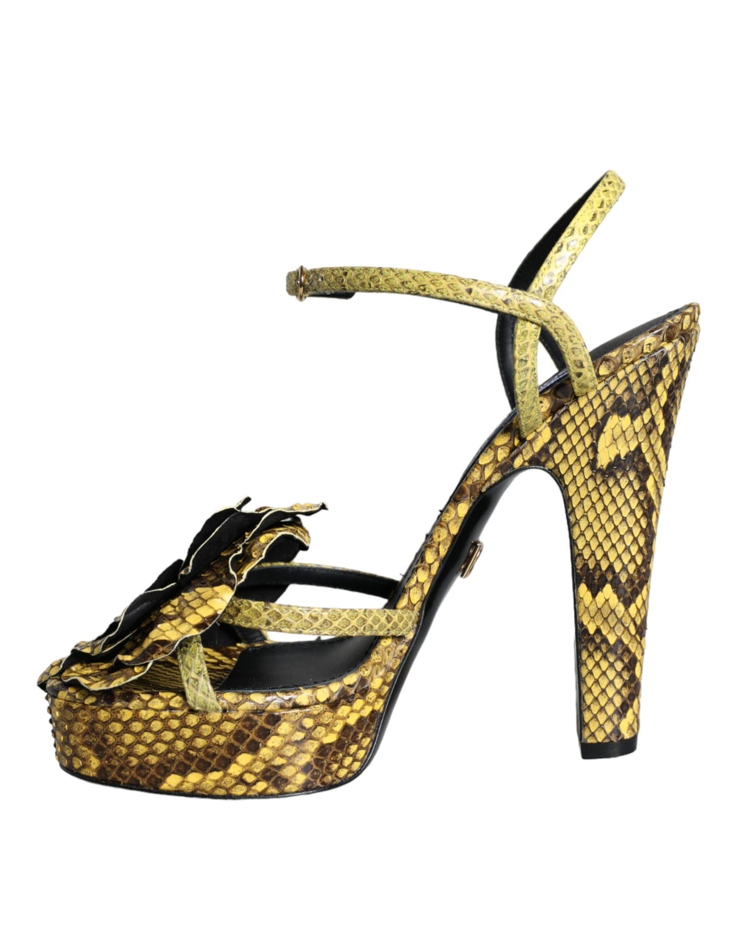 Dolce &amp; Gabbana Gelb Exotisches Leder Knöchelriemen Heels Sandalen Schuhe