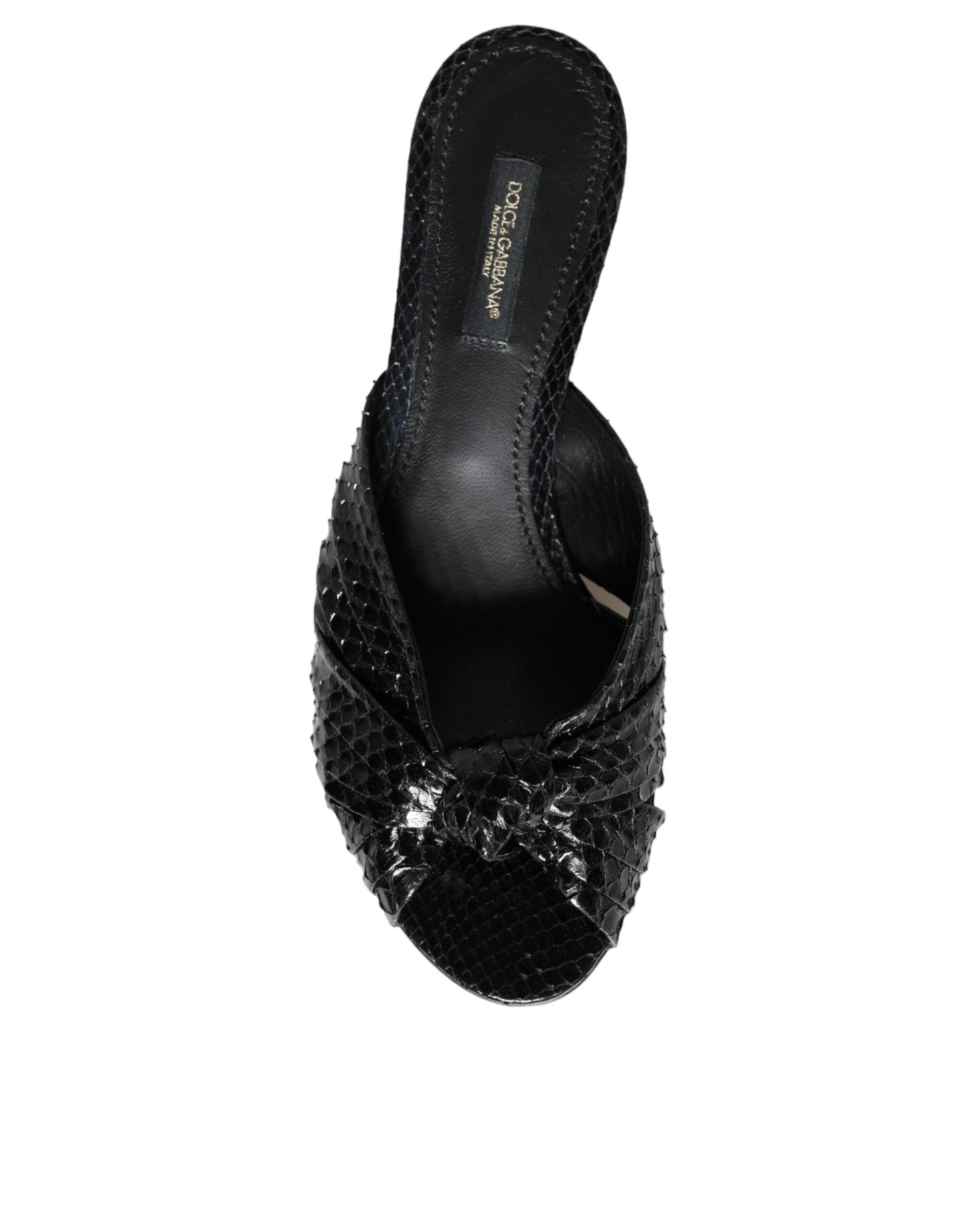 Dolce &amp; Gabbana Schwarze Leder Heels Slides Sandalen Schuhe