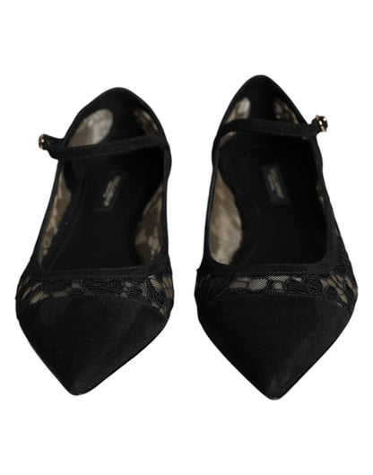 Dolce &amp; Gabbana – Schwarze Taormina-Schuhe mit Spitze von Bellucci