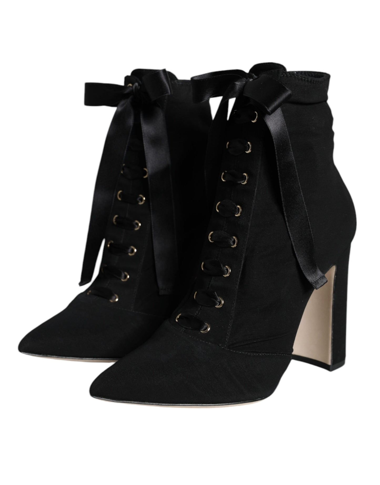 Dolce &amp; Gabbana Black Jersey Stretch Ankle Booties Shoes