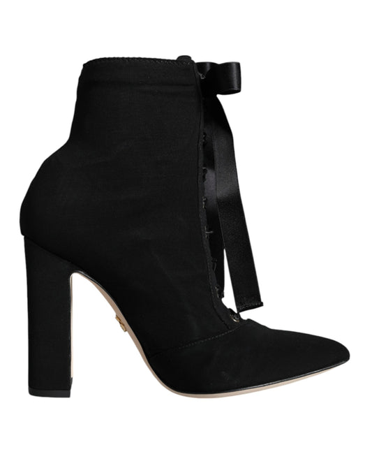 Dolce &amp; Gabbana Black Jersey Stretch Ankle Booties Shoes