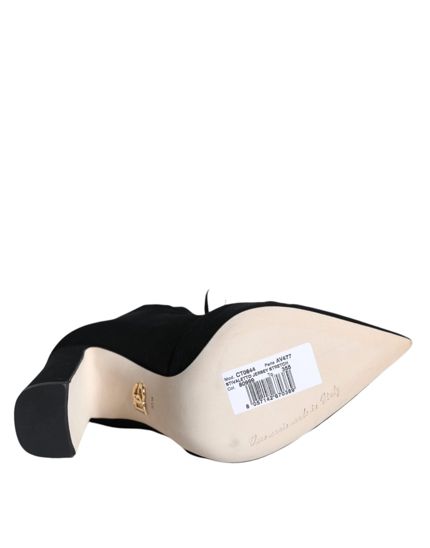 Dolce &amp; Gabbana Black Jersey Stretch Ankle Booties Shoes
