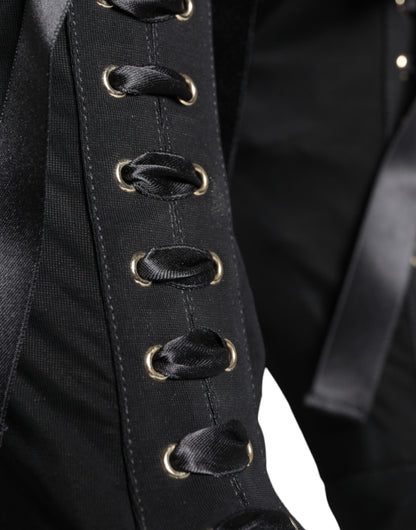 Dolce &amp; Gabbana Black Jersey Stretch Ankle Booties Shoes